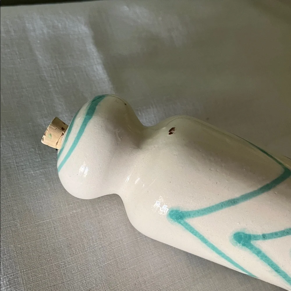 Anthropologie Ceramic Rolling Pin Aqua Chevron Water Fill 13” Discontinued Baker